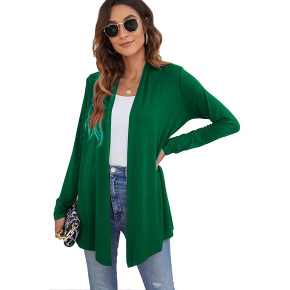 Women's Lightweight Open Front Cardigan Long Sleeve Casual Soft Drape Fall - Picture 4 of 7